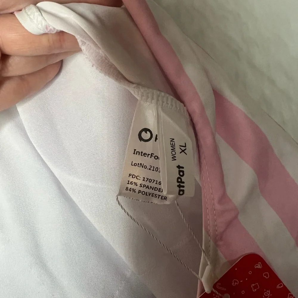 PATPAT  Womans Size XL Swimsuit One Piece Pineapple Pink Striped Build In Bra - Picture 8 of 11